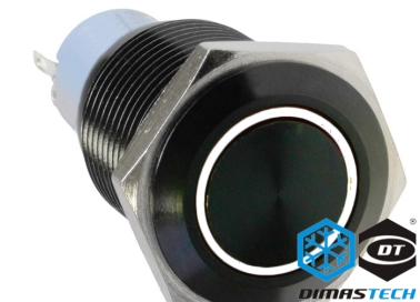 Pulsante a Pressione DimasTech® Black, 25 mm ID, Azione Alternata, Colore Led Bianco